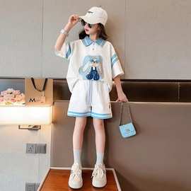 童装女童短袖套装2026新款夏款儿童夏季洋气polo衫半袖T恤两件套