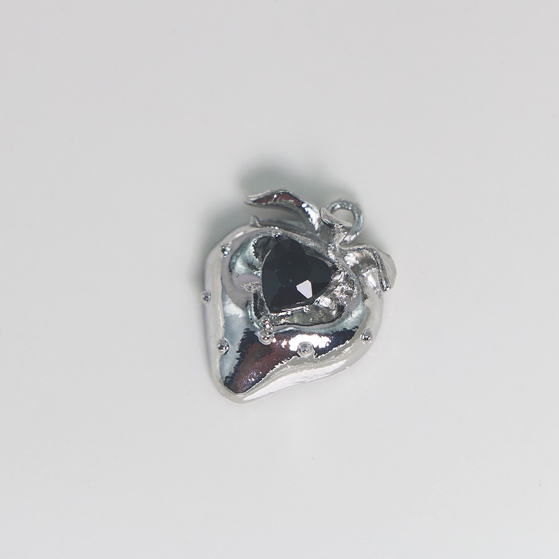 DIY Jewelry Accessories Classification 1 Piece 17*21.1mm Alloy Rhinestones Heart Shape Strawberry Pendant