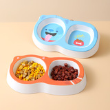 Spot оптовая одежда Pippi Pet Cat Cat Belle Cat Curtened Cartoon Bound Pet Double Bowl Dog Bowl