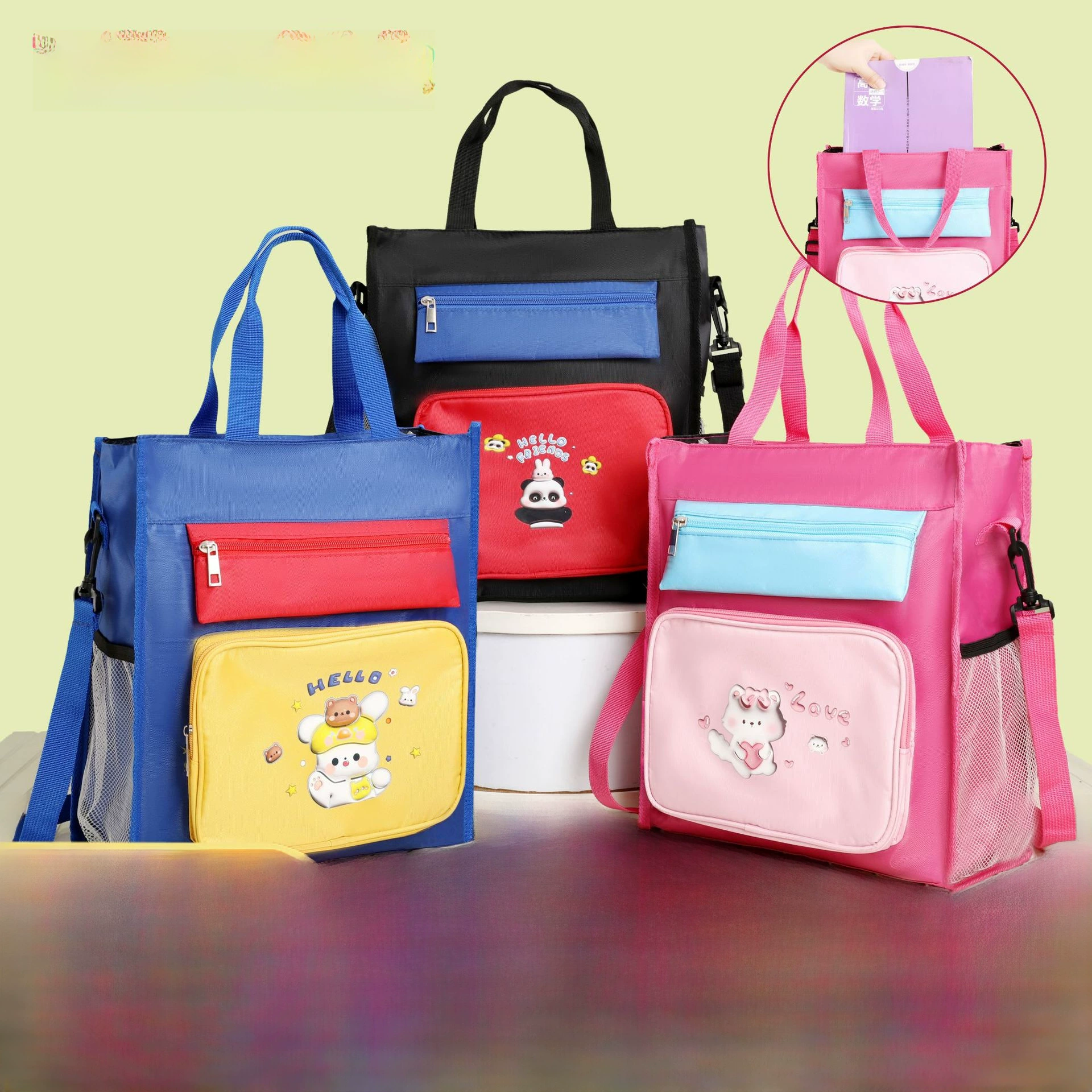 Handheld capacious book bag, storage bag