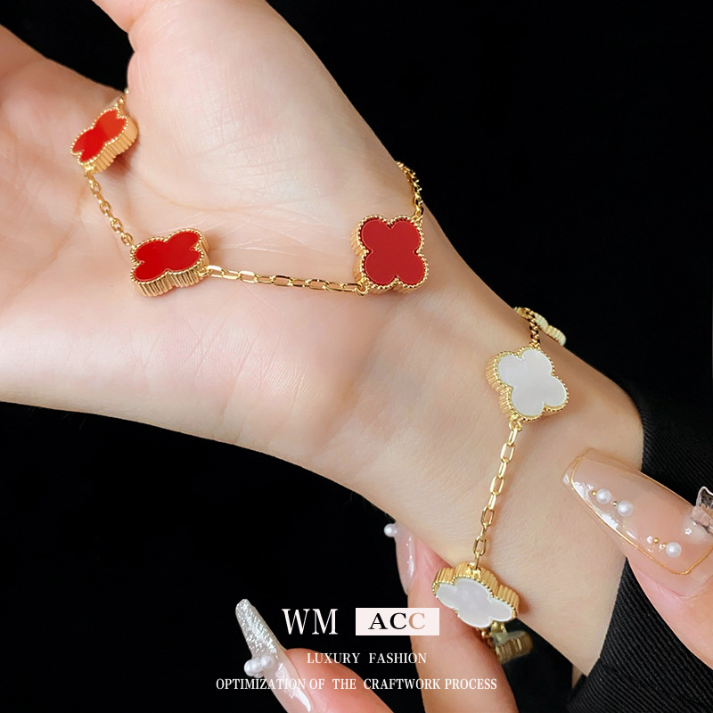 Pulsera de flores acrílicas de acero de titanio de estilo coreano simple pulsera ligera de lujo de alta calidad joyas al por mayor