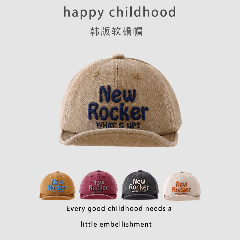 Bebé blando gorra de lengua 2025 primavera y otoño nueva letra bordada gorra de aire extranjero bebé gorra de béisbol al aire libre