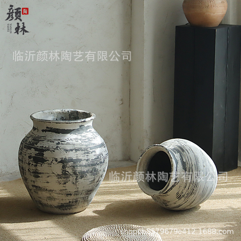 Hacer viejas macetas de cerámica de cemento en el hogar decoración de hoteles y centros comerciales de aterrizaje de grandes vasijas diseñadores de paisaje decoración