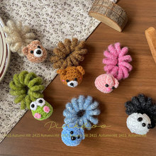 新款韩版毛线手工电话圈卡通动物儿童弹力丸子头发绳少女马尾发饰