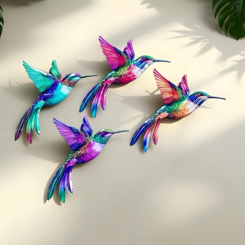 新しい金属工芸品 UV 印刷小さなハチドリペンダントリビングルーム屋外庭の装飾屋外|undefined