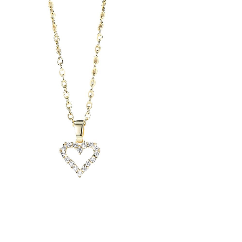 Ventas transfronterizas calientes de cobre 14K oro color amor collar pendientes de zircón corazón europeo y americano colgante conjunto de joyas mujeres
