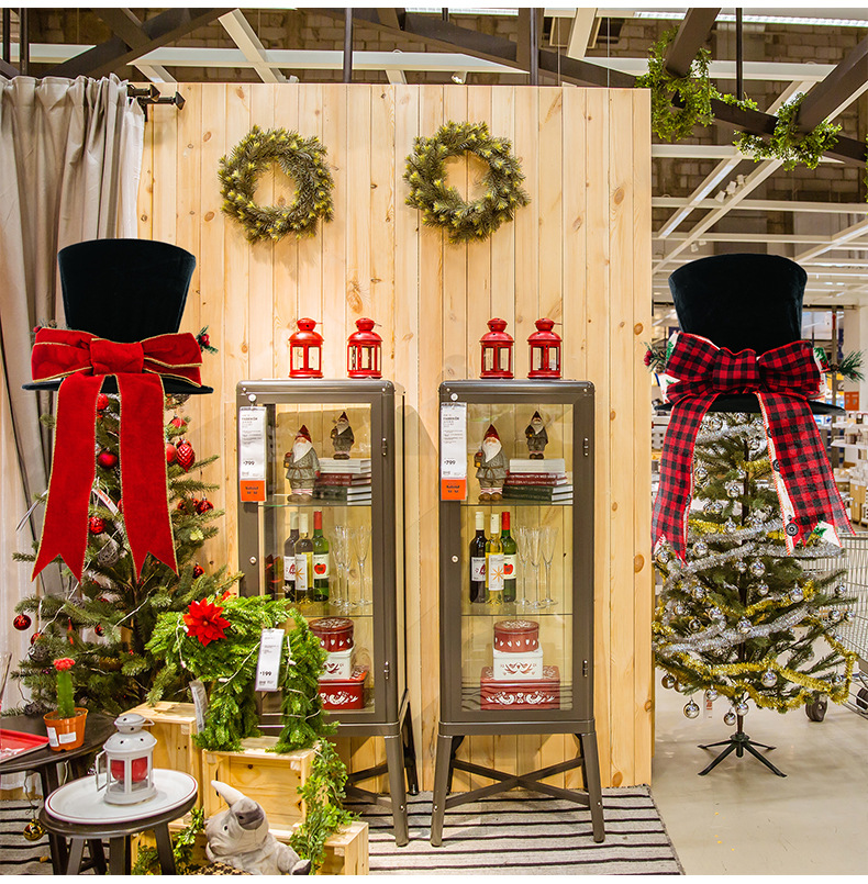 Weihnachtsdekoration Weihnachten Zylinder Bogen Baum Top Stern Urlaub Atmosphäre Weihnachten Baum Anordnung Requisiten_voghion.com