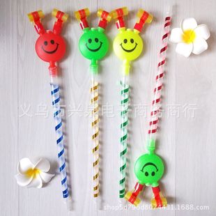 Large Smiley Face Blowing Dragon Blowing Dragon Toy Funny Toy Props One Yuan Toy Wholesale Plastic Lingkai