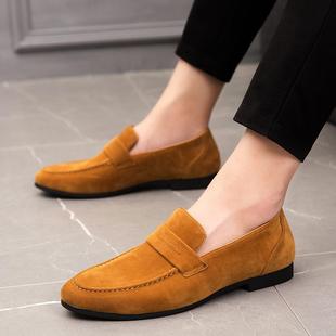 plus size Men's Lazy Leather Shoes British Style Casual Daily Loafers Simple Suede Slip-on Fashionable Shoes