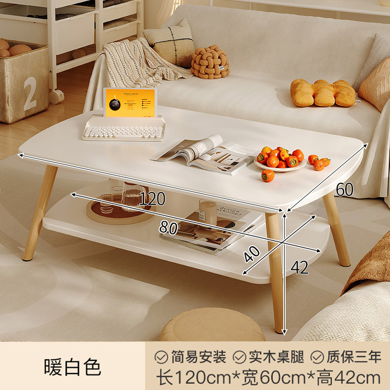 Mesa de té sala de estar simple casa de alquiler dormitorio creativo balcón mesa de té piernas de madera sólida