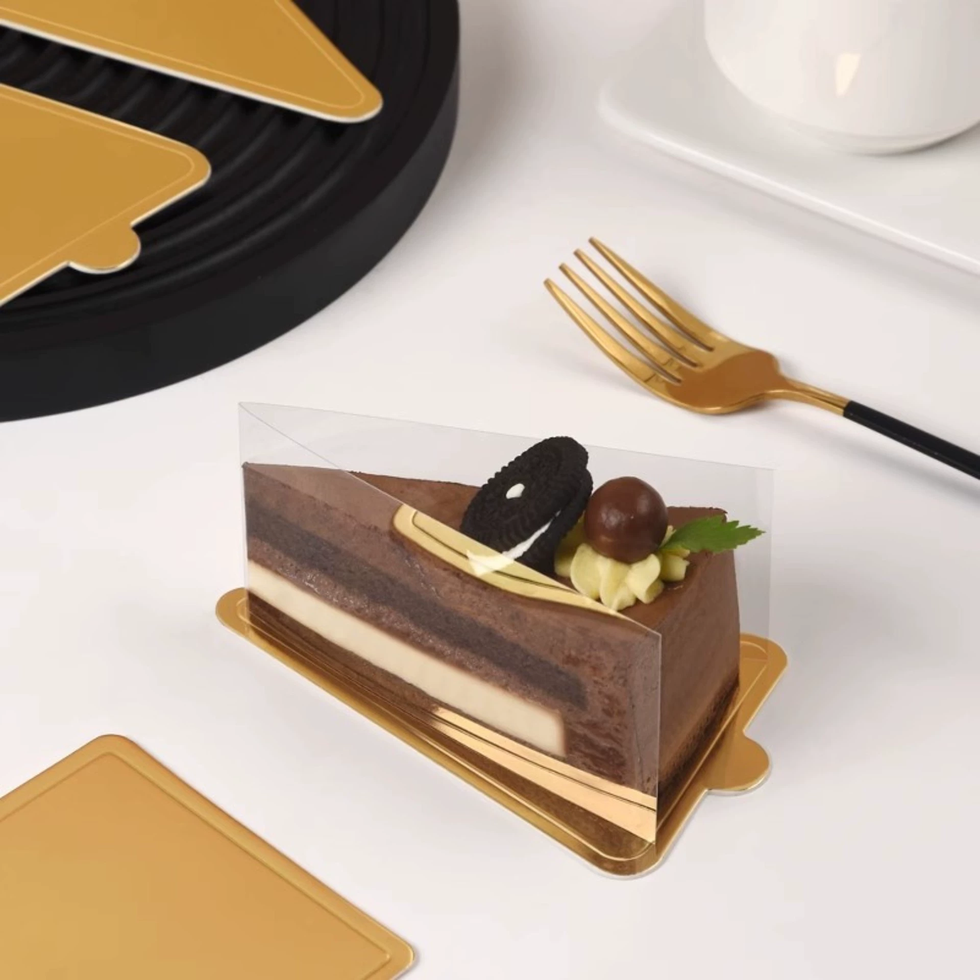 Печёное треугольное блюдо для торта из бумаги под mousse-торт, золотая карта, подложка для десерта, картонная подложка, чифоновый чизкейк подложка