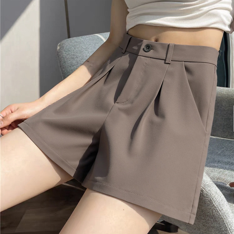 Summer Shorts Women's Outer Wear 2025 New Spring and Summer Dipped High Waist A- Shaped Suit All-Match Slim Look Wide Leg Casual Pants