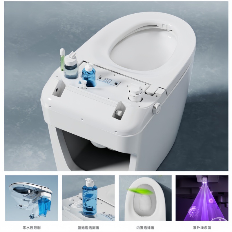 Fábrica de inodoro inteligente en forma de huevo ingeniería pie con asiento de inodoro con tanque de agua asiento de inodoro inteligente sifon de drenaje