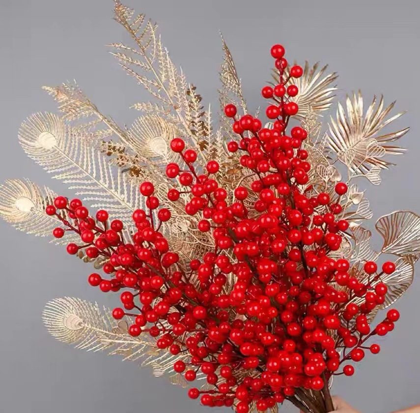 金色仿真插花塑料花 年宵花 春节新年摆件装饰假花客厅批发