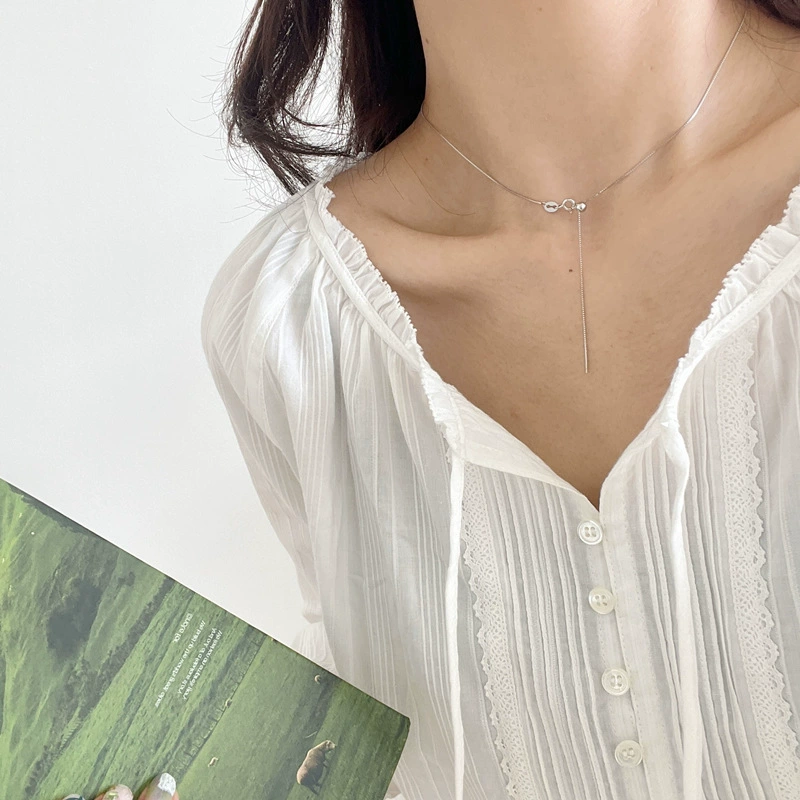 咔诗特 Round beads, box, chain, necklace, Korean style, silver 925 sample