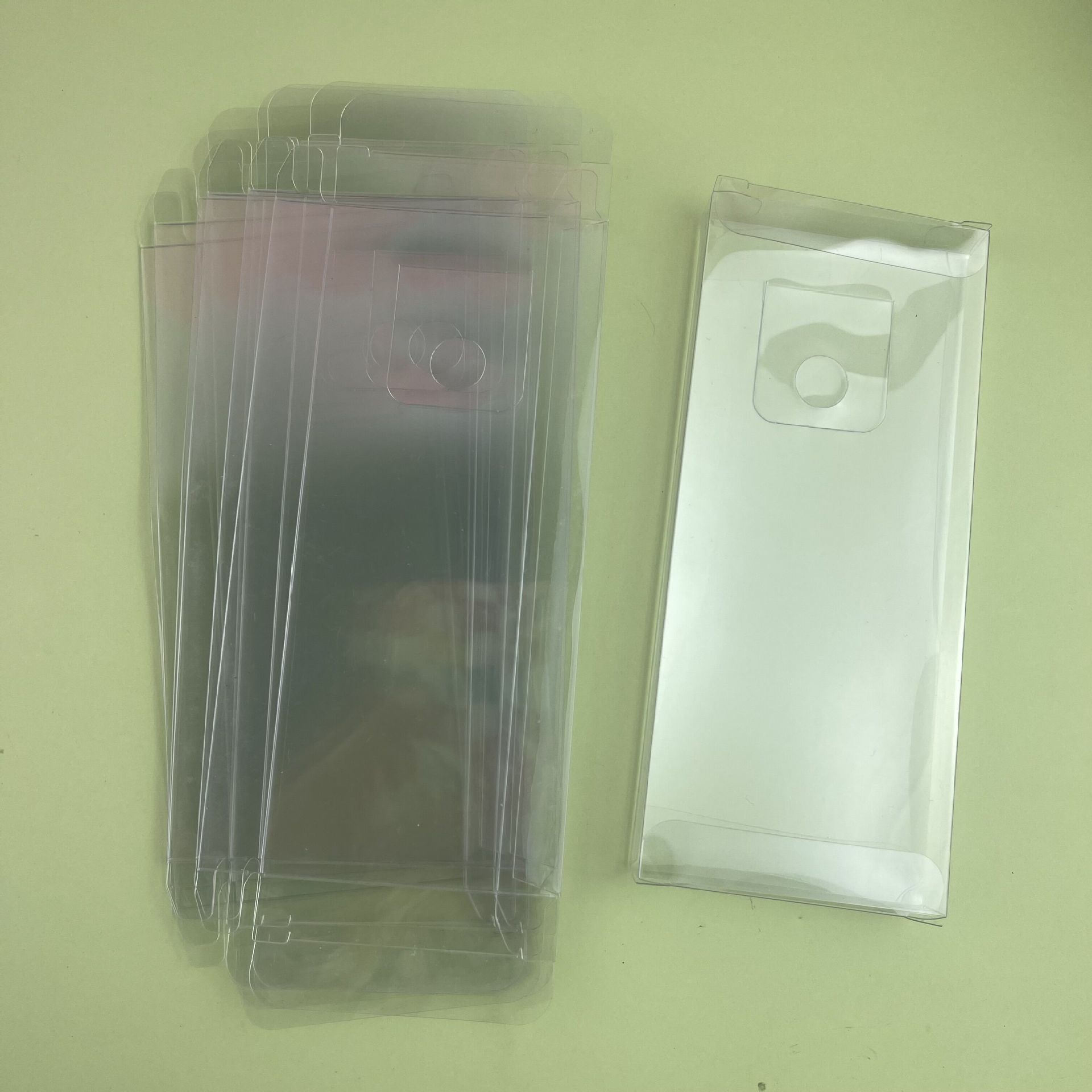 PVC透明盒子装六支按动笔专用塑料盒折叠包装盒长方形空笔盒批发