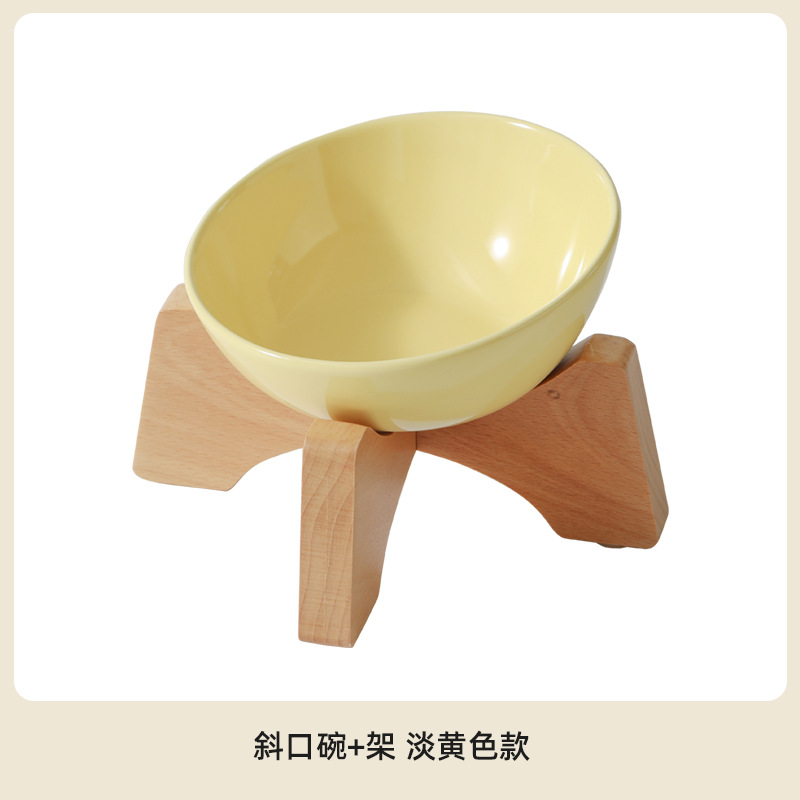 Tazón de gato de alto valor facial, tazón de comida para gatos de cerámica, tazón de comida para gatos, cubiertos, platos, cubetas, cuello, agua potable, tazón de boca inclinada