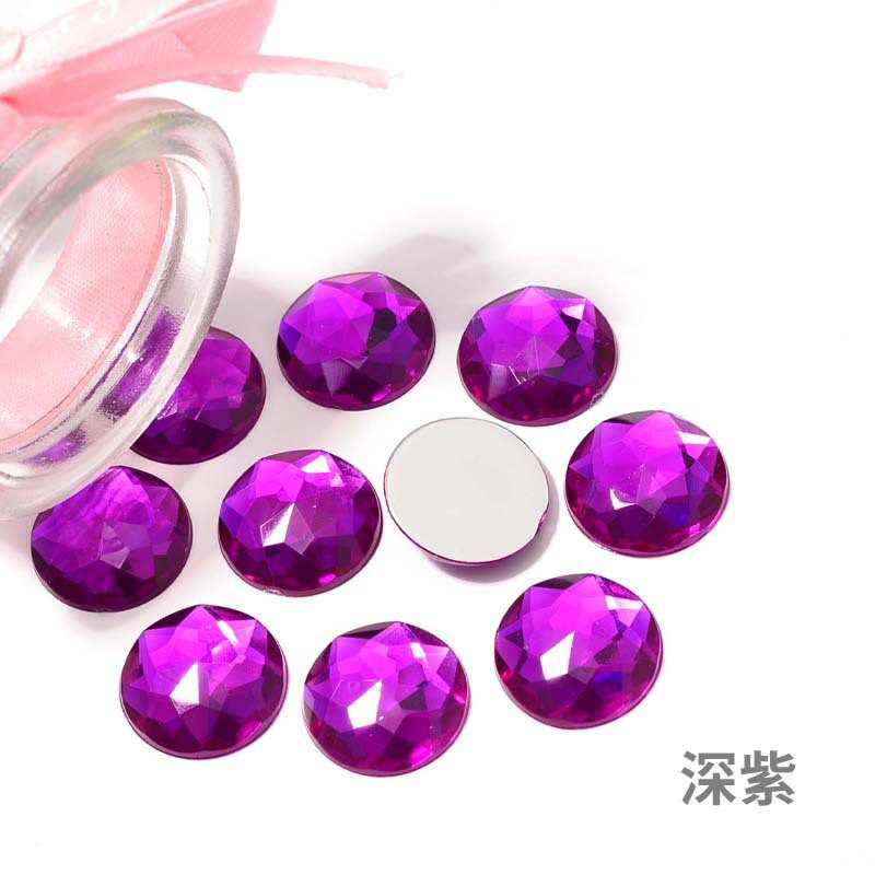 亚克力平底钻圆形倒角水钻塑料首饰贴片彩色烫钻散珠diy饰品配件|undefined
