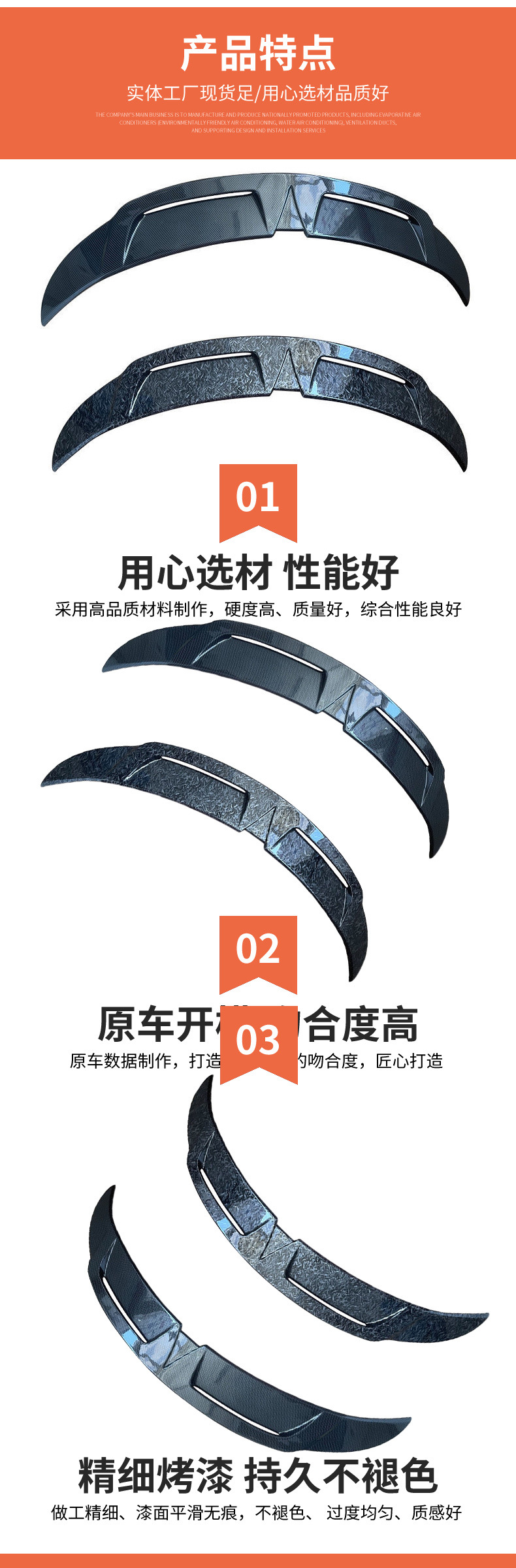 Suitable for Tesla model modified tail wing hollow tail wing CMST style carbon fiber texture small tail wing outer