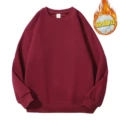Burgundy velvet crew neck fleece sweatshirt