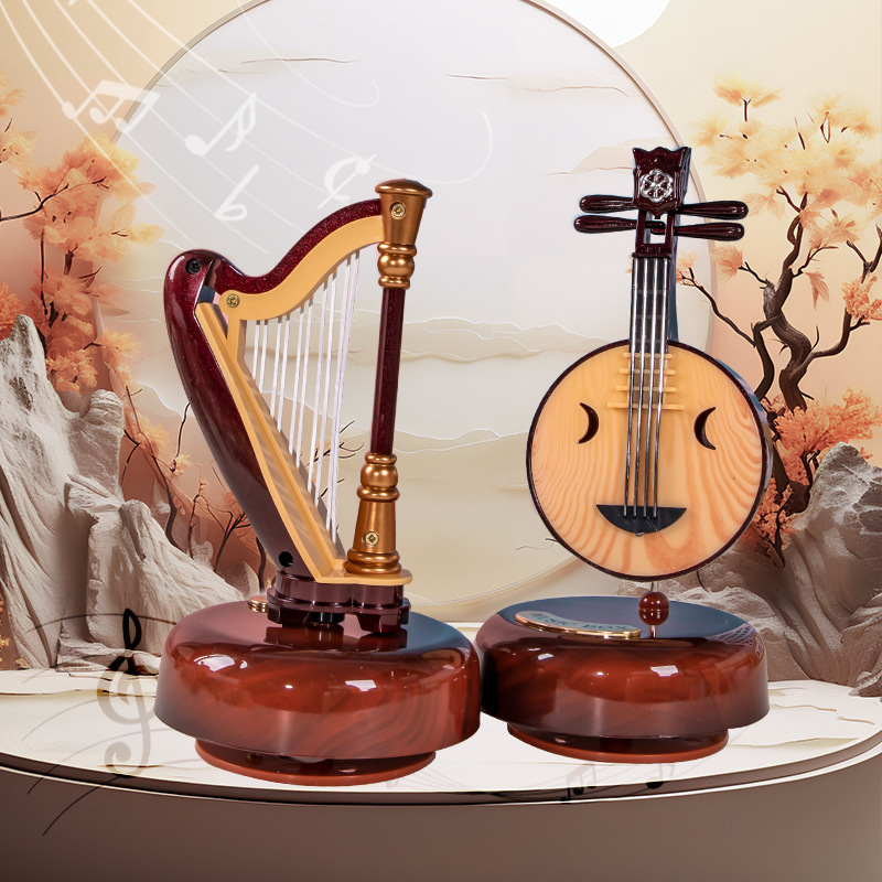 Retro Creative Yueqin Rotating Music Box Living Room Decoration Decoration Couple's Birthday Gift Craft Cross-border Supply