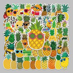 50 sheets Pineapple Fruit Suitcase Sticker Creative Waterproof Washable Skateboard Computer Tablet Cartoon Decor Sticker