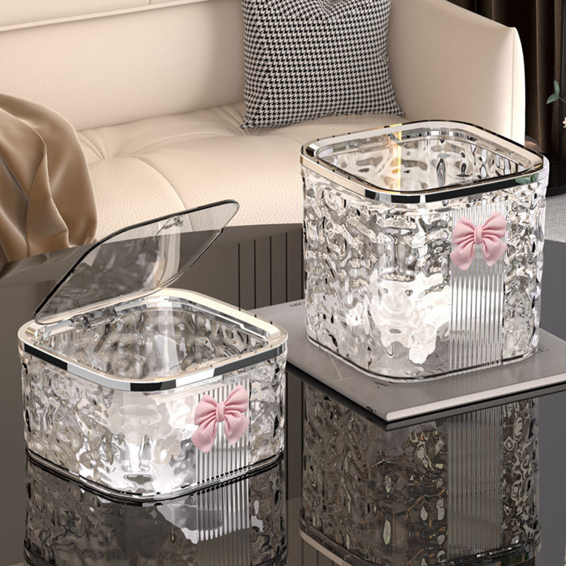 Desktop Trash Can Small Creative Press Pop-Up Bedroom Desk Dressing Table Table Sanitary Bucket Waste Paper Wholesale