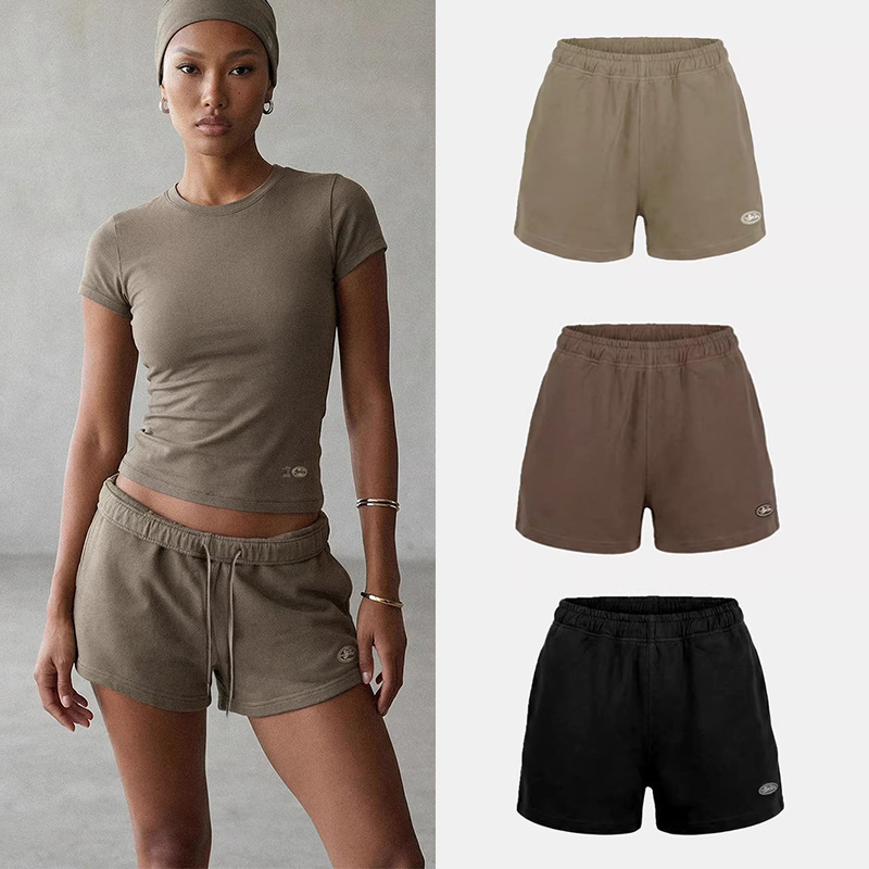 Badblood American-Style Elastic Waist Sports Shorts Hot Girl Embroidered Yoga Daily Home Fitness Running Shorts