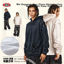 BE男装|2025秋季高品质重工大牌平替刷漆毛圈套头巴家潮牌卫衣男