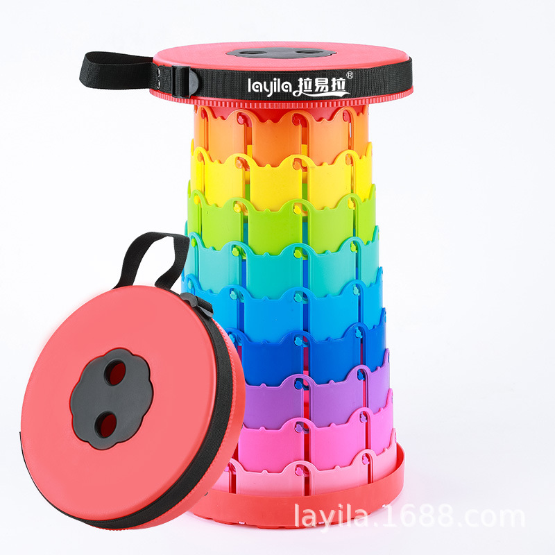 Taburete de arco iris transfronterizo, silla plegable, taburete retráctil, ocio al aire libre, banco ajustable portátil Maza, cola para acampar, hogar