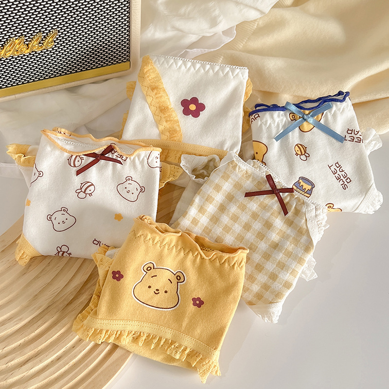 Underwear Pure Cotton Antibacterial Student Girl Style All-Cotton Cartoon Korean Style Ins High-Value Comfortable Seamless Underwear for Women