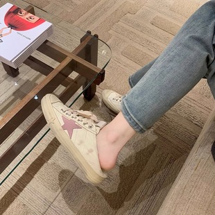 Ready Stock Genuine Leather Casual White Shoes Women's New Versatile Lace-Up Sneakers Women's Star Dirty Shoes