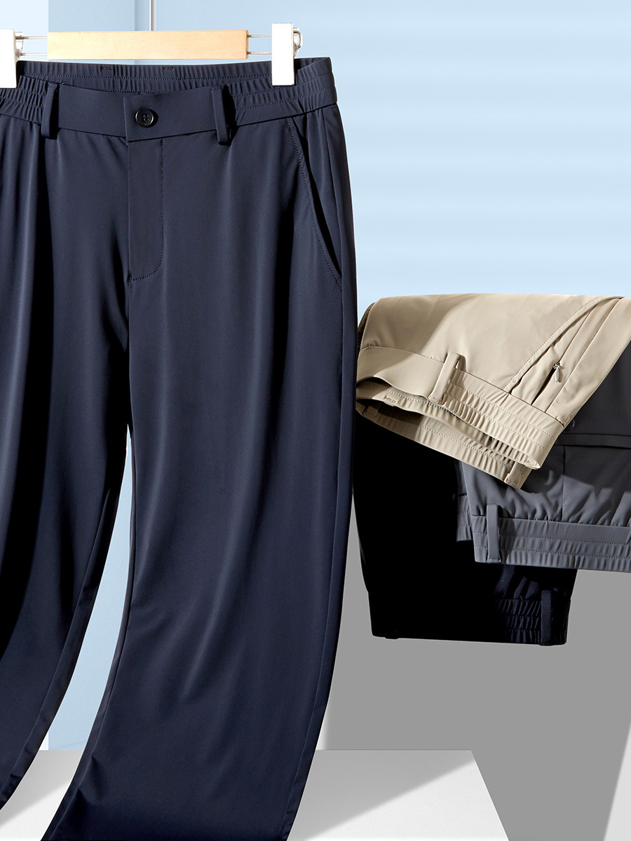 Summer thin antibacterial men's elastic trousers