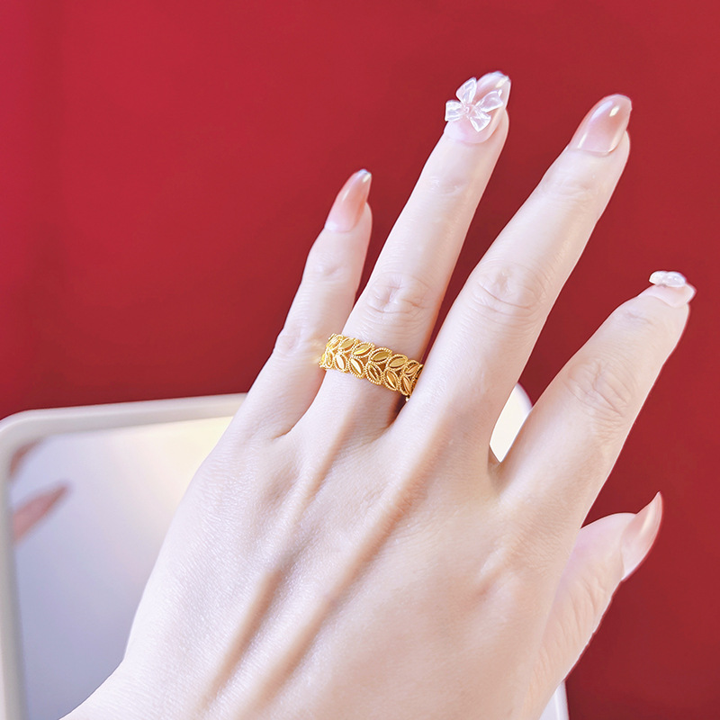 Vietnam oro trigo oído abierto hueco anillo pulsera joyería de las mujeres Internet celebridad mismo amor hoja suministro al por mayor