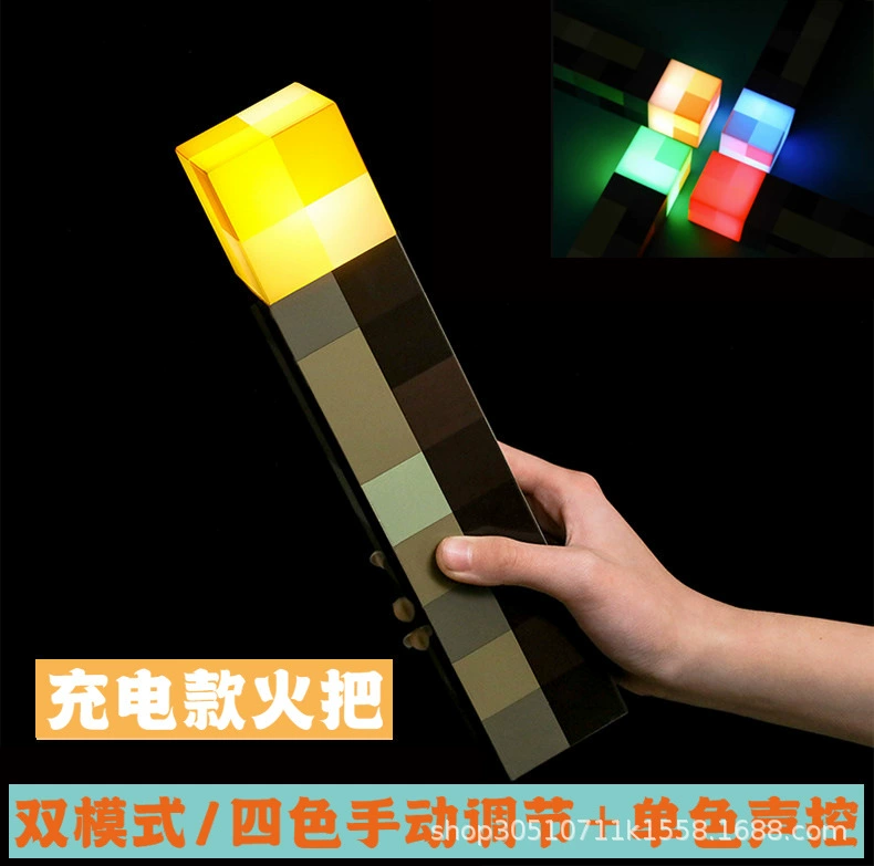 Перезаряжаемая фонарик Pixel — 4‑цветной светодиодный минер лампа, USB‑перезарядка, 28×5×5 см