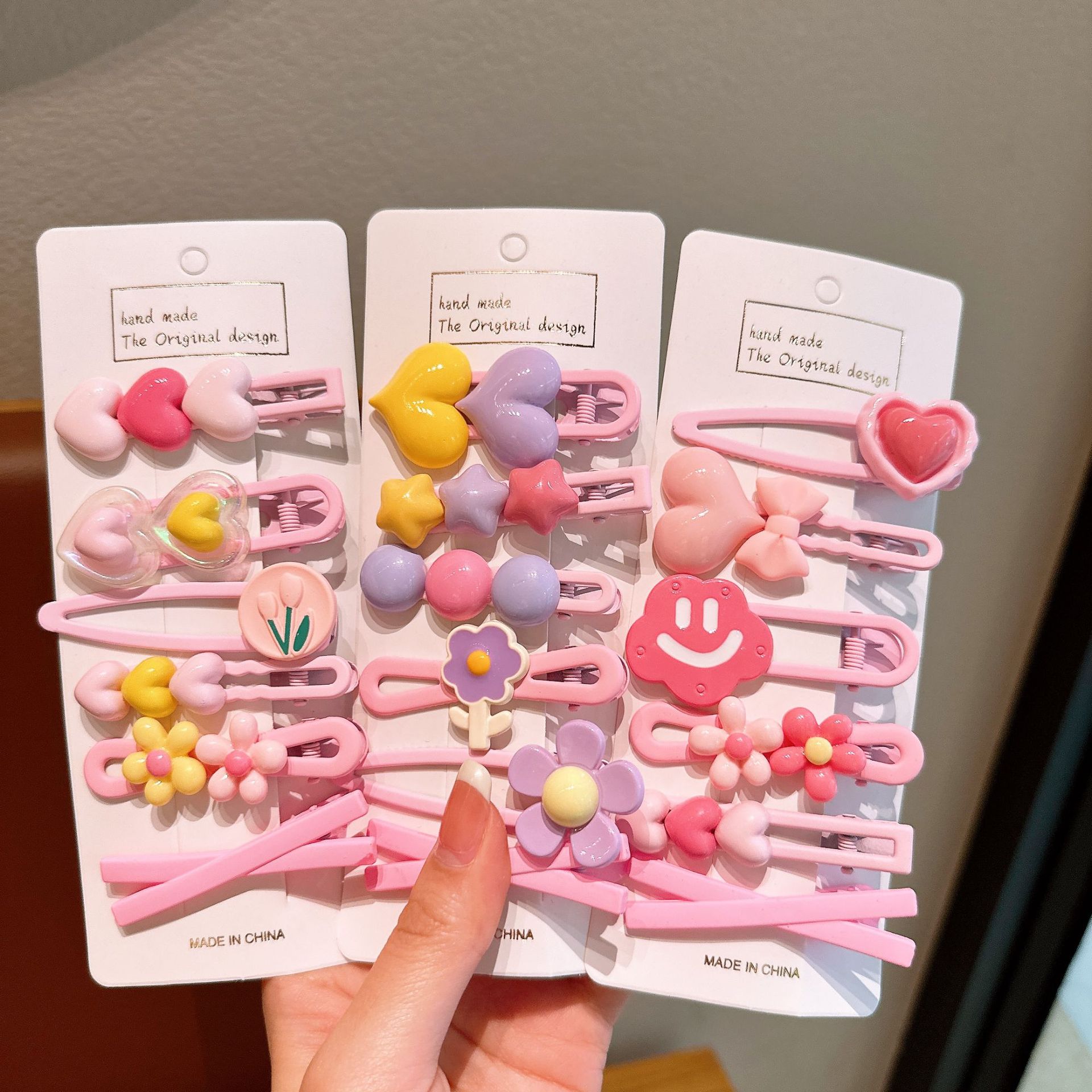 Clip de pelo rosa coreano para niños 2024 nuevo clip de pelo de dibujos animados para niños clip de pestaña para niñas joyas para niñas