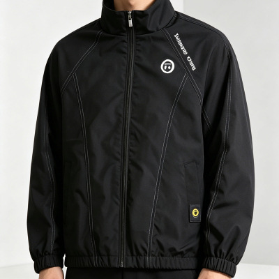 Cross-border men's European size stand-up collar jacket, new spring and autumn windproof and waterproof loose-fit casual coat