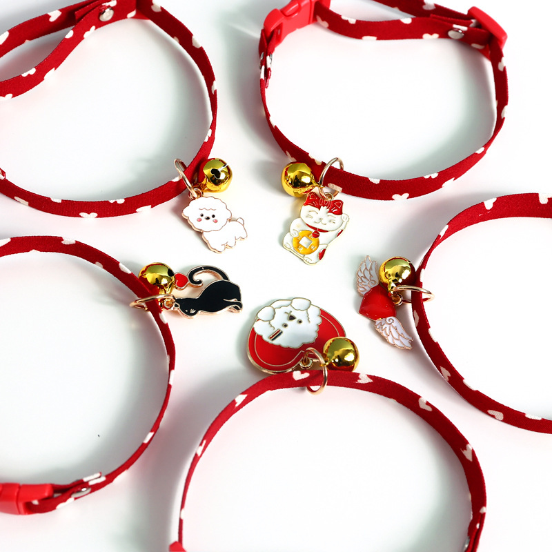 Mascotas ajustables de amor onda punto arco gato Teddy perro collar tela pedidos de Navidad
