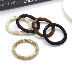 新商品のシンプルなカラー編みヘアリング高弾力ゴムひもネットの赤い金と太い髪ひものアクセサリーの卸売り