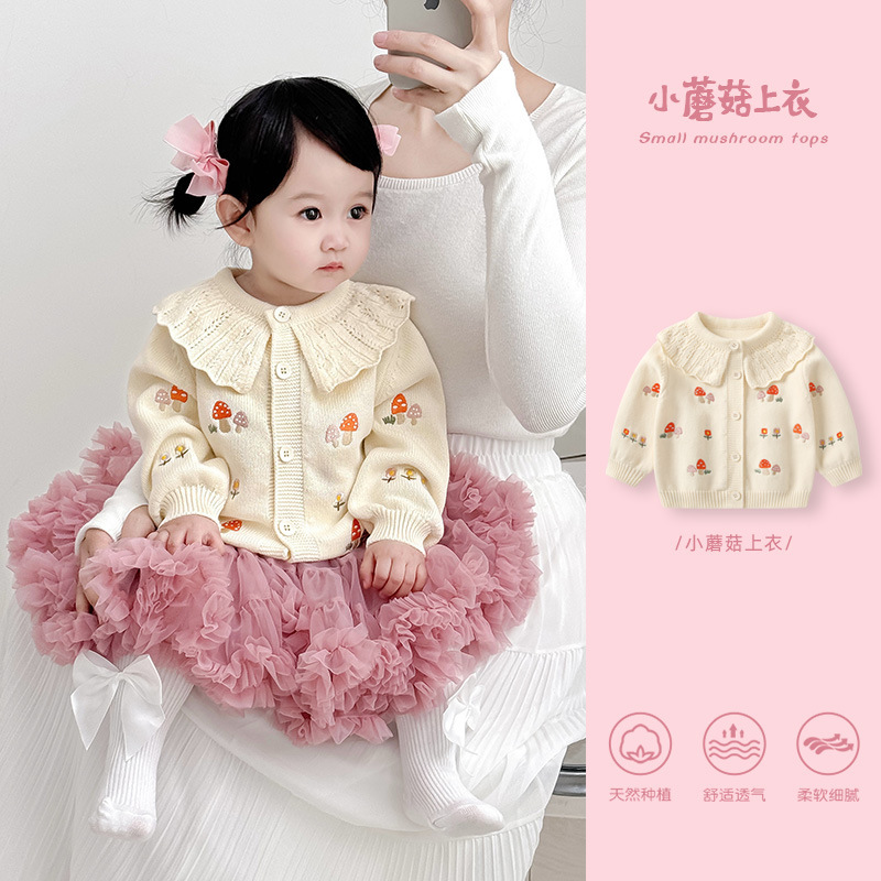 婴儿秋装套装2025新款女宝宝毛衣卫裤分体两件套女童早秋外套衣服|undefined