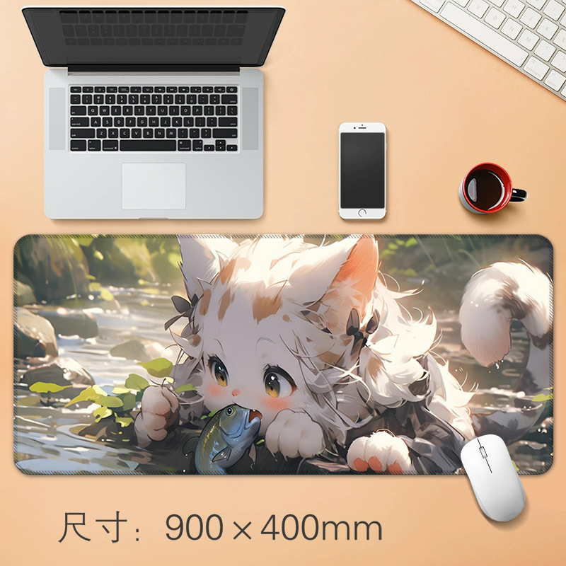 源头工厂直销大号鼠标垫创意动漫小猫办公桌垫防滑精密锁边鼠标垫|undefined