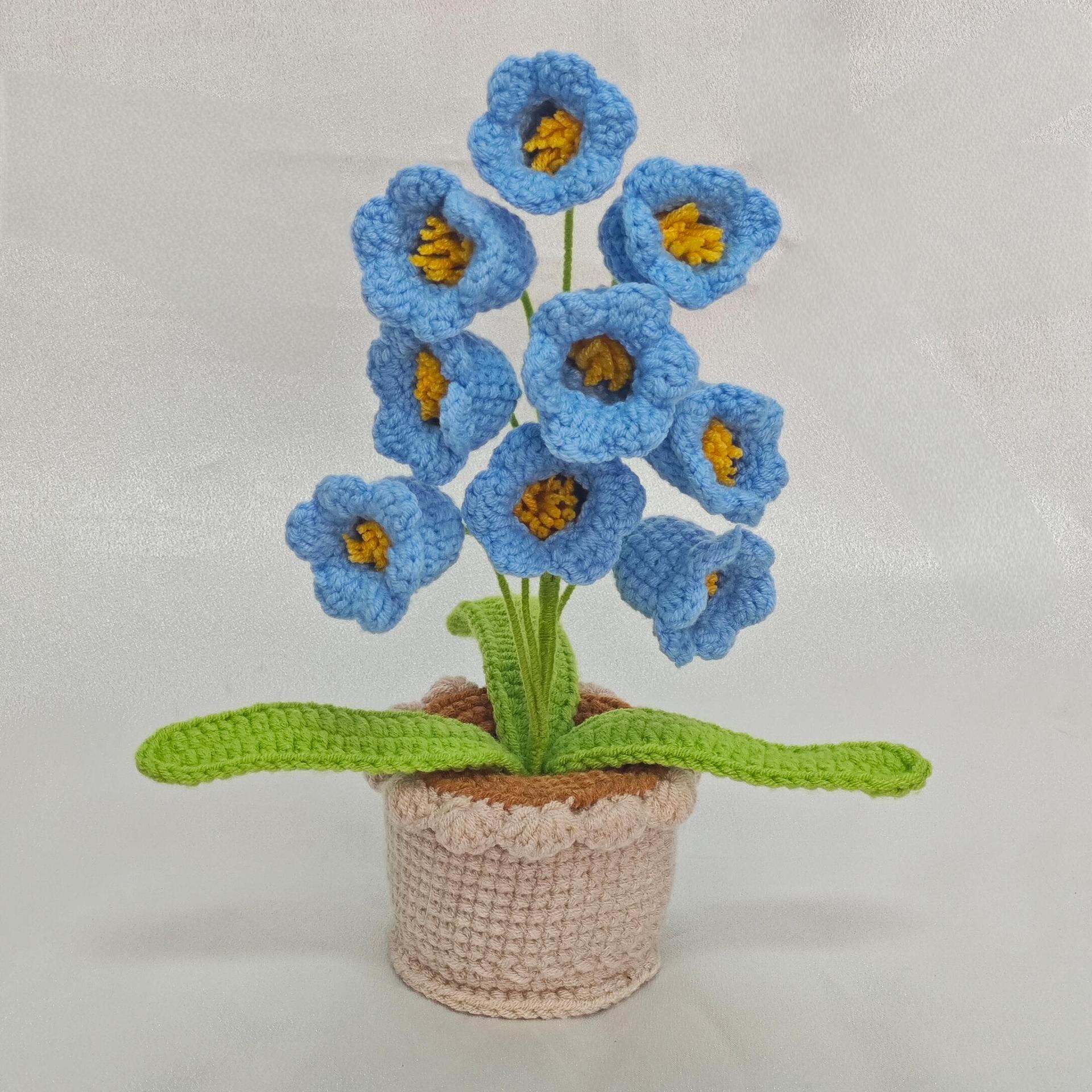 Productos acabados ganchillo artesanal orquídea en maceta flor algodón lana tejer simulación flor de mesa bonsai regalos hechos a mano