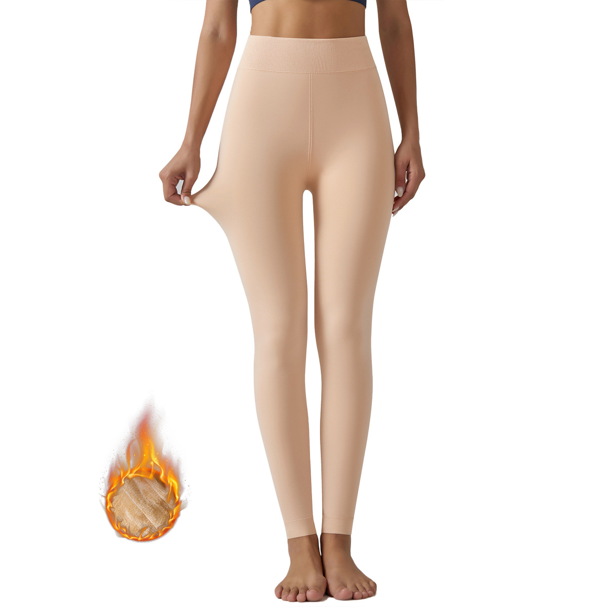 Transfronterizo extra tamaño de terciopelo y leggings de terciopelo de perlas gruesas 300g de otoño y invierno, pantalones de alta elasticidad y calor
