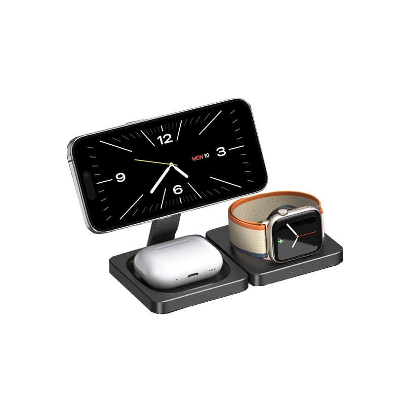 Apple, with synchronisation with phone, wireless compatible headphones, watch charging, three in one, iphone