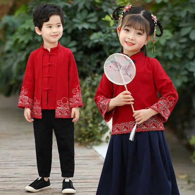 kids chinese hanfu qipao dresses tang suit  ancient drama performance dress for boys and girls