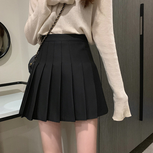 Spring and autumn black short skirt 2024 new style temperament pleated skirt women's clothes net red slimming high waist A-line skirt