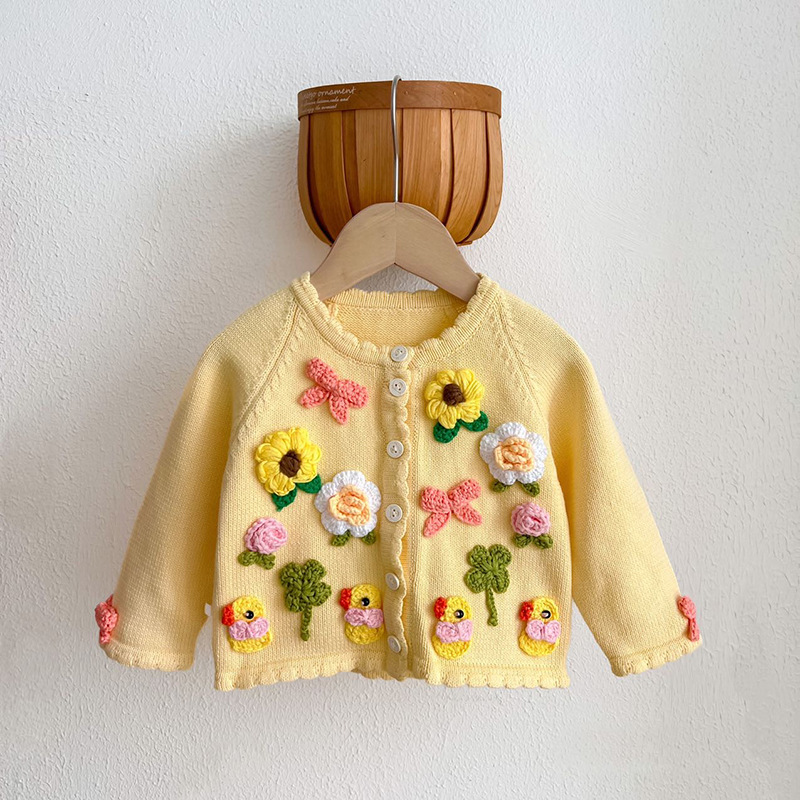 Fashion Flower Button 100% Cotton Hoodies & Sweaters display picture 2