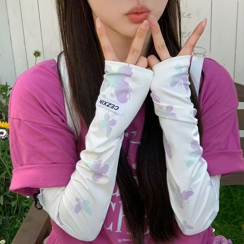 抽绳渐变蝴蝶冰袖2026新款防紫外线宽松手袖骑行开车护手臂冰袖