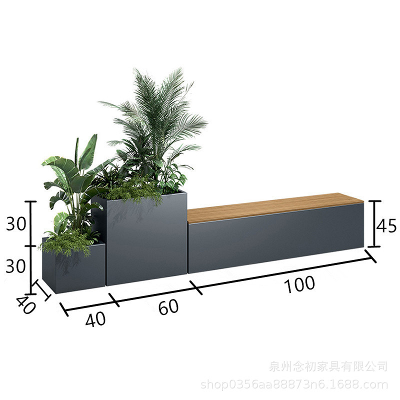 戸外鉄芸花箱組合せ販売部商店街は緑化花壇カフェ街のステンレス花溝を遮断している