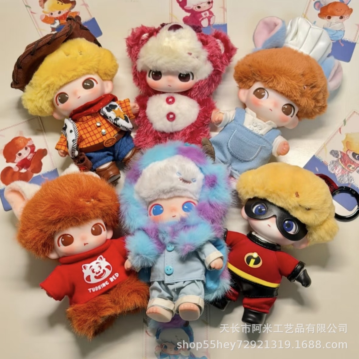 현물 크로스보더 신제품 DIMOO 연명 디모 PIXAR 시리즈 블라인드 박스 모직 피